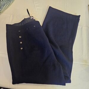 Frances Valentine Sailor Navy Wool Pant High Waisted Laceup Wide Leg Sz 16
